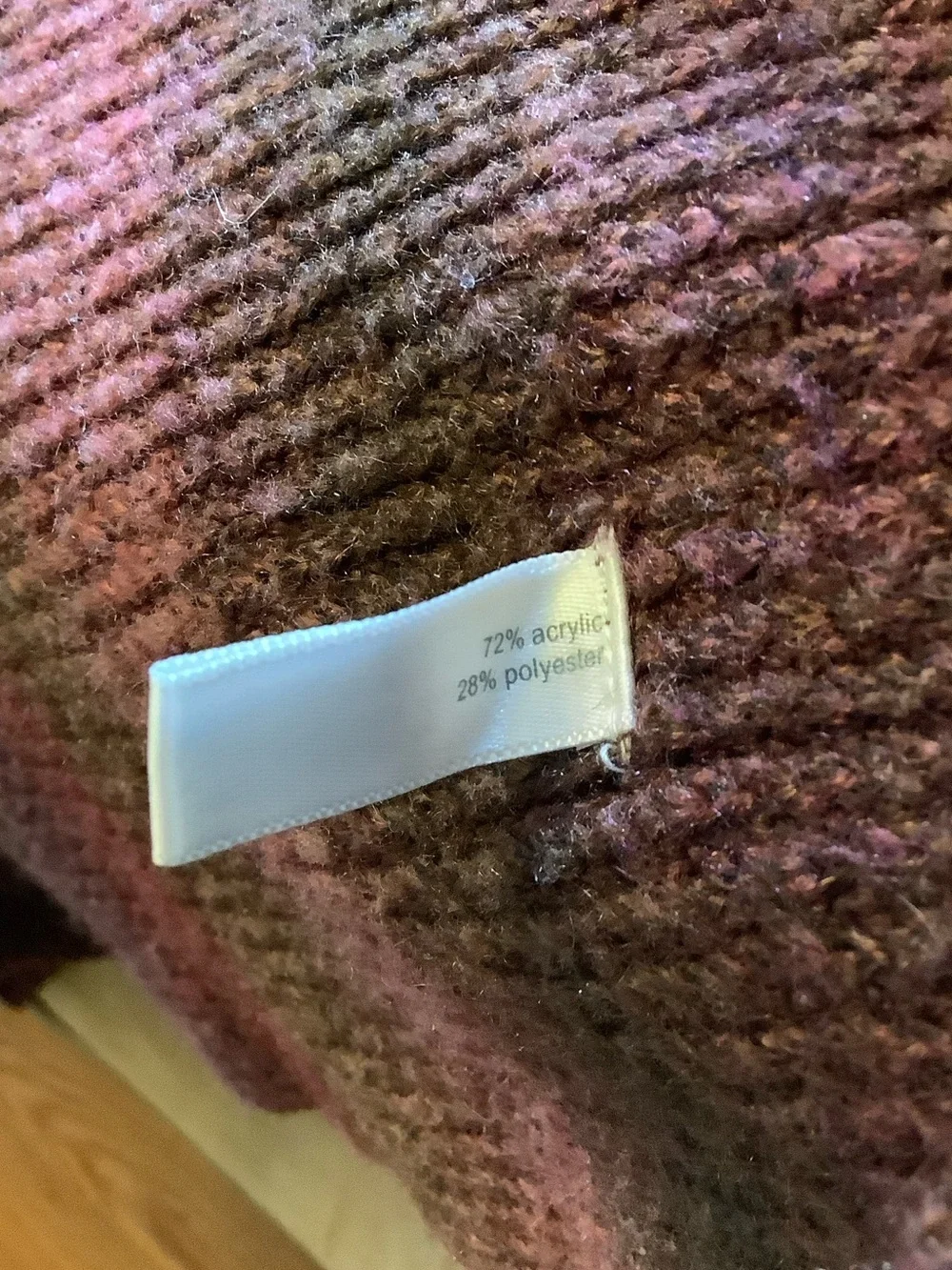 Fashion Bug Mauve and Olive Striped Open-Front Poncho Sweater - Picture 7 of 7